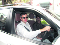Omar Abdullah, Jammu and Kashmir Chief Minister, drives down from Mussoorie to Jolly Grant Airport in Dehradun