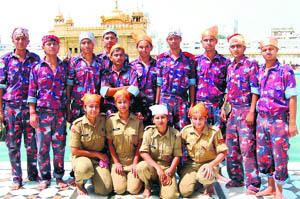 NCC cadets at the Golden Temple in Amritsar on Friday. 