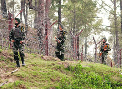 Army jawans guard the LoC in Rajouri sector