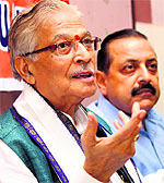 BJP senior leader Murli Manohar Joshi addresses the media in Jammu on Saturday