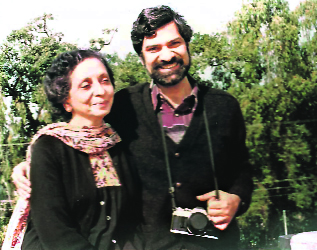 Nergis with her son Ardeshir at her home in Dehradun