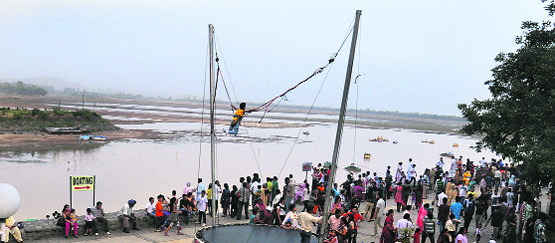 Visitors gather at the entrance to the Sukhna Lake in Chandigarh on Sunday.