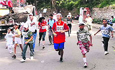 Participants take part in the marathon, Drugs-free Himachal Pradesh, in Shimla on Sunday. 
