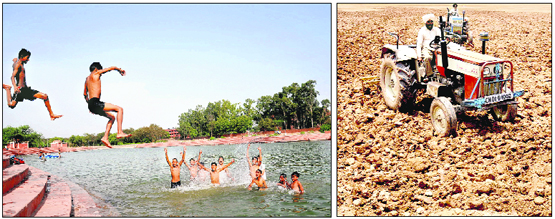 While on one hand, children take a dip in the Sector-42 lake, on the other, desilting of the Sukhna Lake in full swing in Chandigarh.