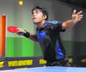 Sunil in action during a match at the TT Hall in Sector 23, Chandigarh, on Monday.