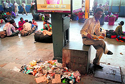 A heap of garbage lies at Jammu railway station