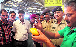 RPF officers at an awareness camp at Jammu railway station on Tuesday
