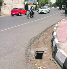 An open storm water sewer near the MC Commissioners office in the Rakh Bagh area in Ludhiana.