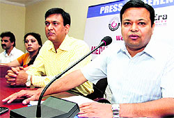 Kamal Ghansala, chairman of Graphic Era University, addresses mediapersons in Dehradun on Thursday