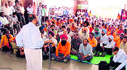 Railway employees stage protest in Ludhiana on Thursday