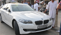 The BMW car that cops towed away as it was wrongly parked. Photo: Bhupinder Dhillon