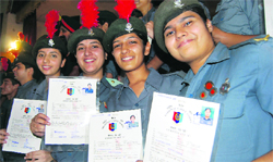 NCC cadets with their certificates during a function in Ludhiana on Friday. A Tribune photograph