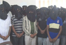 The members of the gang that was busted by the police in Fazilka on Saturday.