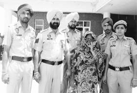 Dolly Arora alias Jyoti in the police custody at Dera Bassi on Saturday