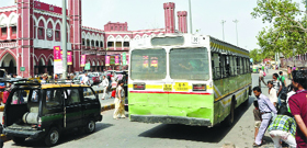 The bus stops on the main road were shifted to the Old Delhi Railway Station premises on Saturday.