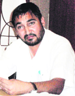 Ranjit Singh Goldy addresses a press conference in Amritsar.