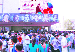 Crowd-puller Huge rush outside a cinema hall where Jatt n Julietis being screened in Amritsar on Sunday.