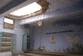 The collapsed roof of the Government Inservice Training Institute at Ferozepur