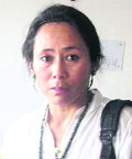 Tsering Neema Dolma, wife of Tenzing Neema, narrates the incident at a police station in Mussoorie on Sunday.