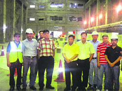 NHPC Executive Director SC Sharma with engineers after commissioning the Chamera-III project in Chamba.