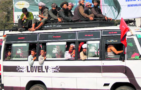 Women have been crying foul over the non-availability of seats in public transport vehicles in Srinagar. A file photo of a mini bus ferrying passengers.