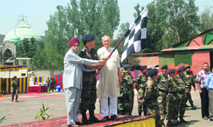 Station Commander, 25 Artillery Brigade, Rajouri, Brig TK Chawla, flags off an educatonal tour for students in Rajouri on Sunday. 
