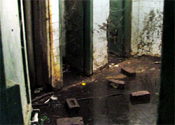 The pathetic condition of a urinal.