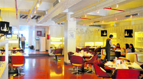 The dining lounge at Smoke House Deli
