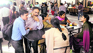A crowded block of the new OPD at the PGI in Chandigarh