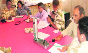 Kailash Mansarovar pilgrims being examined by doctors of the ITBP at the Gunji camp in Pithoragarh.