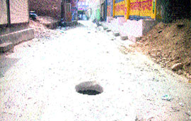 An open manhole near the main bazaar at Ellenabad town of Sirsa.