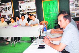 Kangra SP Diljeet Singh Thakur presides over the Indo-Tibet meeting at McLeodganj on Monday