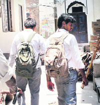 Students in Patiala on Monday.