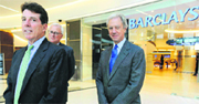 Barclays Plc president Bob Diamond (L) with CEO John Varley and chairman Marcus Agius (R) after being named as the bank's next CEO in London in this Sept 2010 file photo. Barclays said Tuesday that CEO Diamond had quit with immediate effect following a market rigging scandal. Outgoing chairman Agius, who announced his resignation on Monday, will become full-time chairman and lead the search for a new CEO.  Reuters