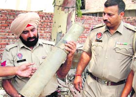 Cops show the bombshell recovered from women rag pickers in Jalandhar on Tuesday
