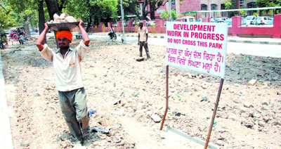 This area outside the District Administrative Complex, that has been the hotspot for almost all the dharnas and protest rallies organised in the city by various organisations over the past several months, is being converted into a park now