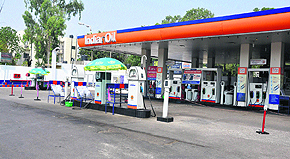 A petrol station wears a deserted look after the oil tankers union went on an indefinite strike in Jammu. The strike was called off on Wednesday.