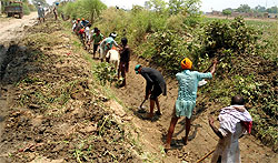 Villagers of Goniana in Muktsar district cleaning the minor