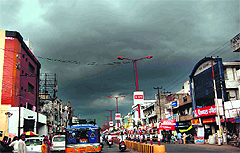 Dark clouds hover over Haridwar on Thursday.