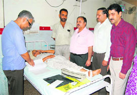 Dr Aniece Chowdhary, in charge Principal, reviews the functioning of emergency services at Government Medical College Hospital, Jammu, on Thursday.