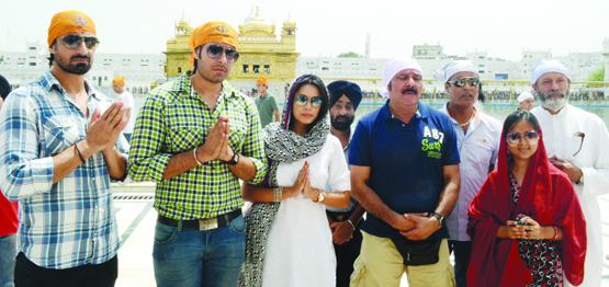 The star cast of Yaaran Naal Baharan-2 pays obeisance at the Golden Temple in Amritsar on Friday.