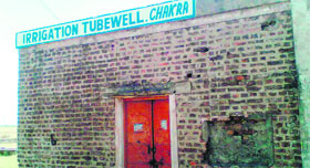 A locked tube well at Chakra village.