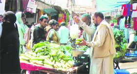 Despite a ban, vendors use polythene bags in the main market of Poonch.
