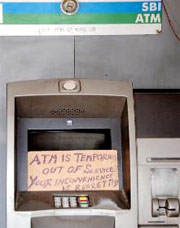 This ATM, located near the ticket counter at the Bathinda railway station, has been out of order for the past two days.