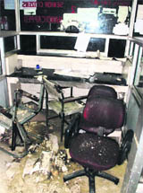 Damaged registration room of GMSH-16 in Chandigarh on Saturday.