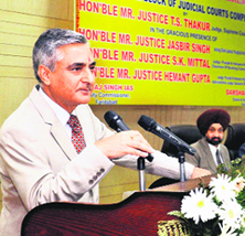 Justice TS Thakur addresses a gathering in Faridabad on Saturday.