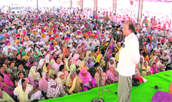 CPI national general secretary Sudhakar Reddy addresses a rally in Ludhiana on Saturday