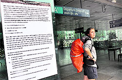 A notice put outside the Metro station about the temporary shutdown in New Delhi