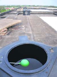 Some of the tanks lie open atop the roof of the Government Multi-Speciality Hospital at Sector 16 in Chandigarh on Sunday