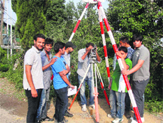 Civil engineering students at a camp in Dalhousie.